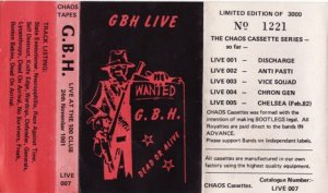 GBH - GBH Live At the 100 Club 24th November 1981 cover art