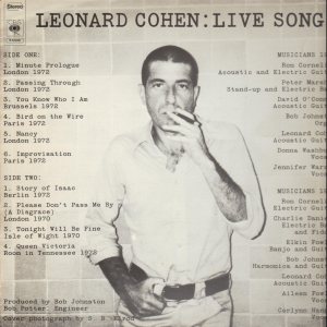 Leonard Cohen - Live Songs cover art