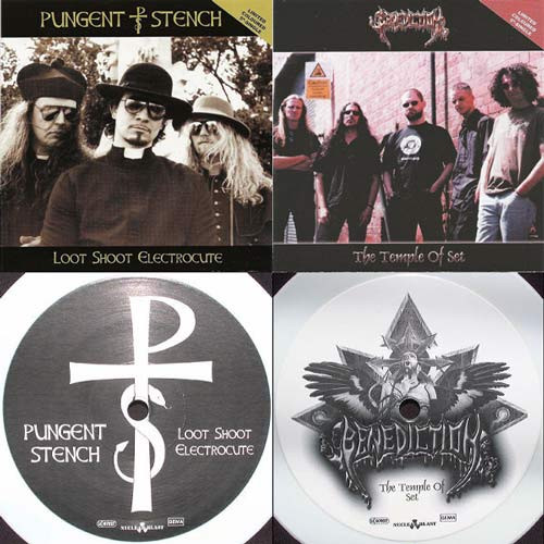 Pungent Stench / Benediction - Loot, Shoot, Electrocute / The Temple of Set cover art