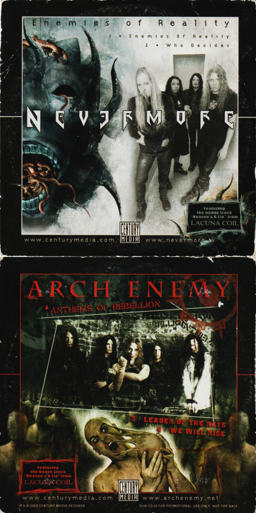 Nevermore / Arch Enemy / Lacuna Coil - Enemies of Reality / Anthems of Rebellion cover art